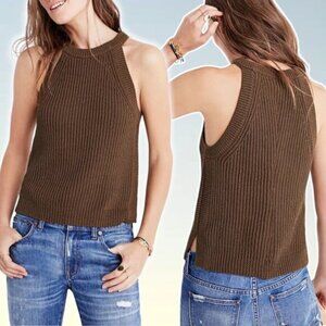 MADEWELL Valley High Neck Sweater Tank Sz XXS Dark Olive